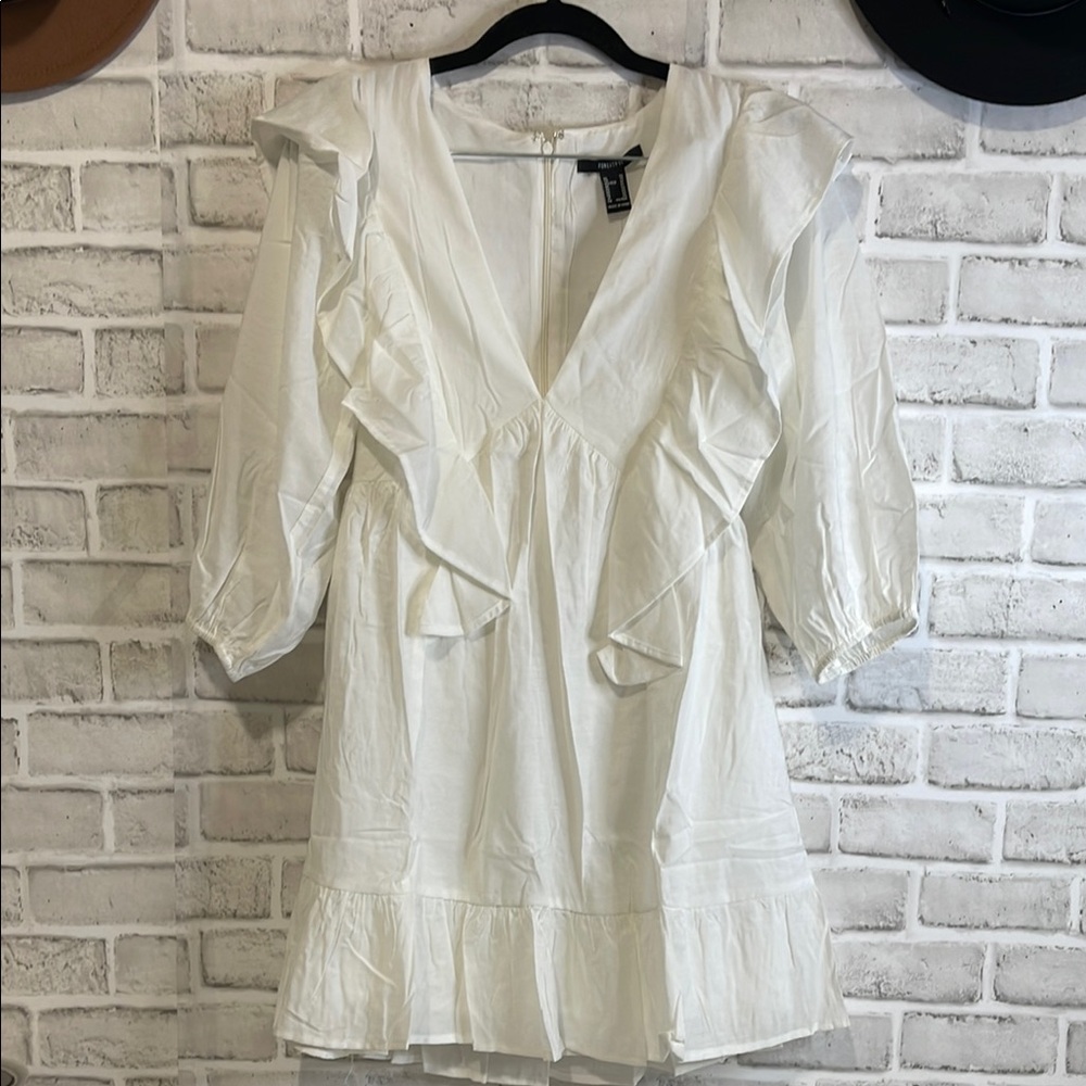 ✨Ivory Ruffle Mini Dress Size XS, New With Tag✨ - Picture 5 of 5